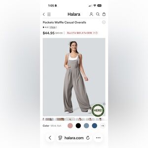 HALARA Women's Mink Ash Waffle Overalls